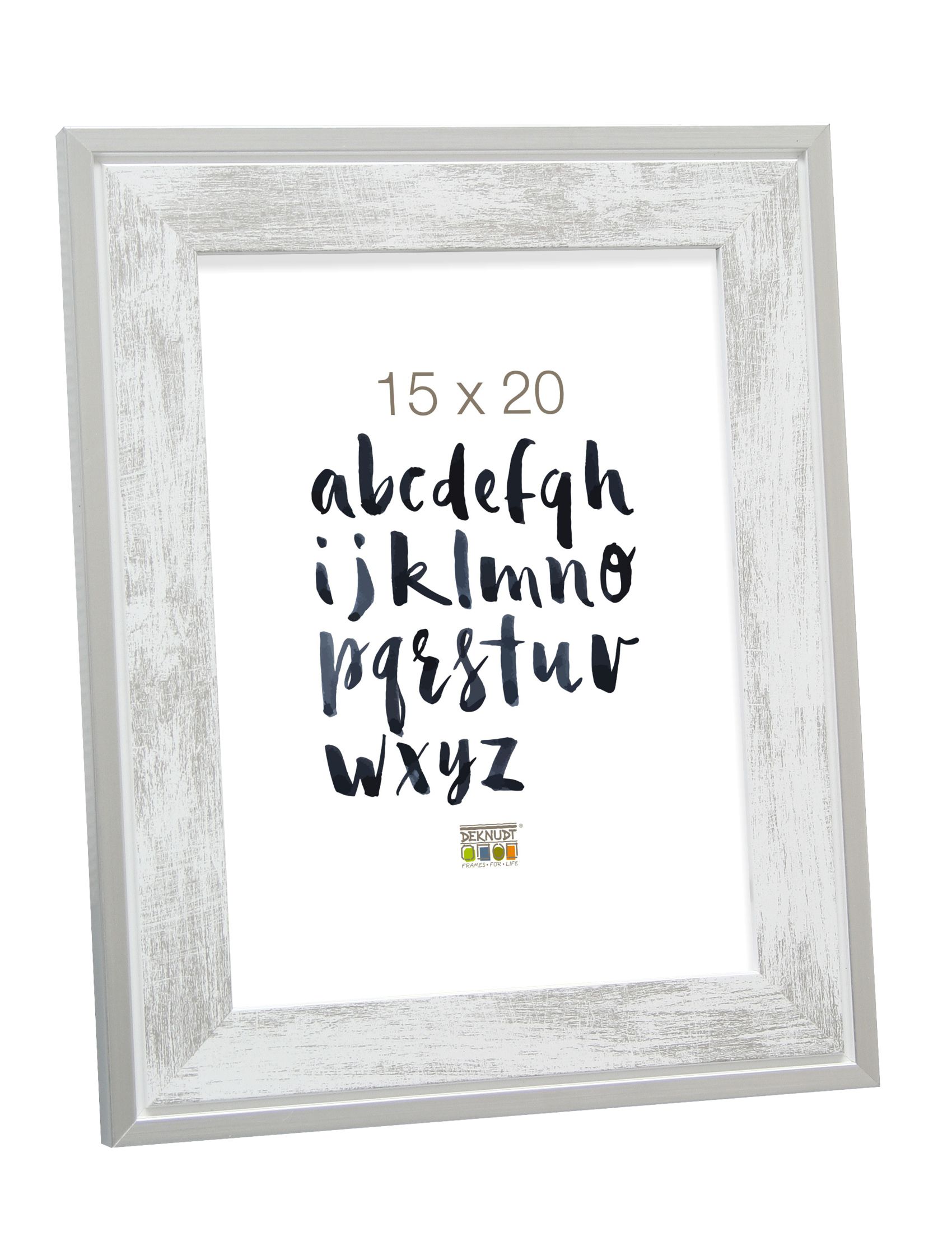 Fotokader hout, wit met zilverrand, smalle versie van S877E1 S43RE1 