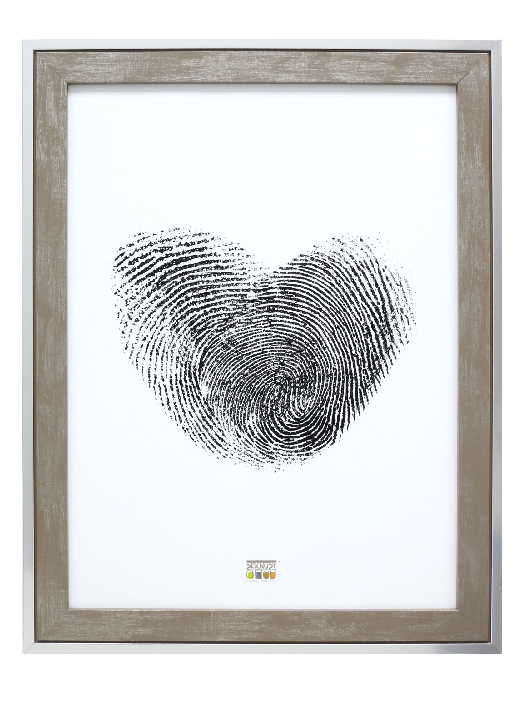 Fotokader hout, grijs met zilverrand S43RE7 