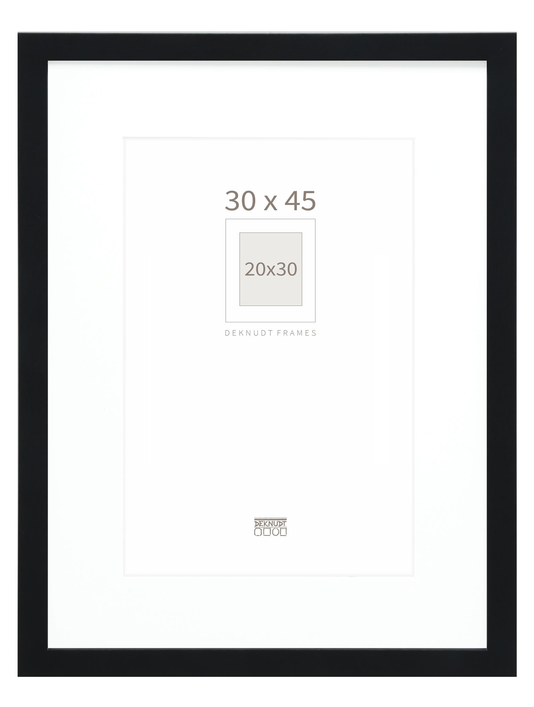 Fotolijst NP Alpha Glas Glanzend Zwart 50x65 cm - Passe-partout Wit