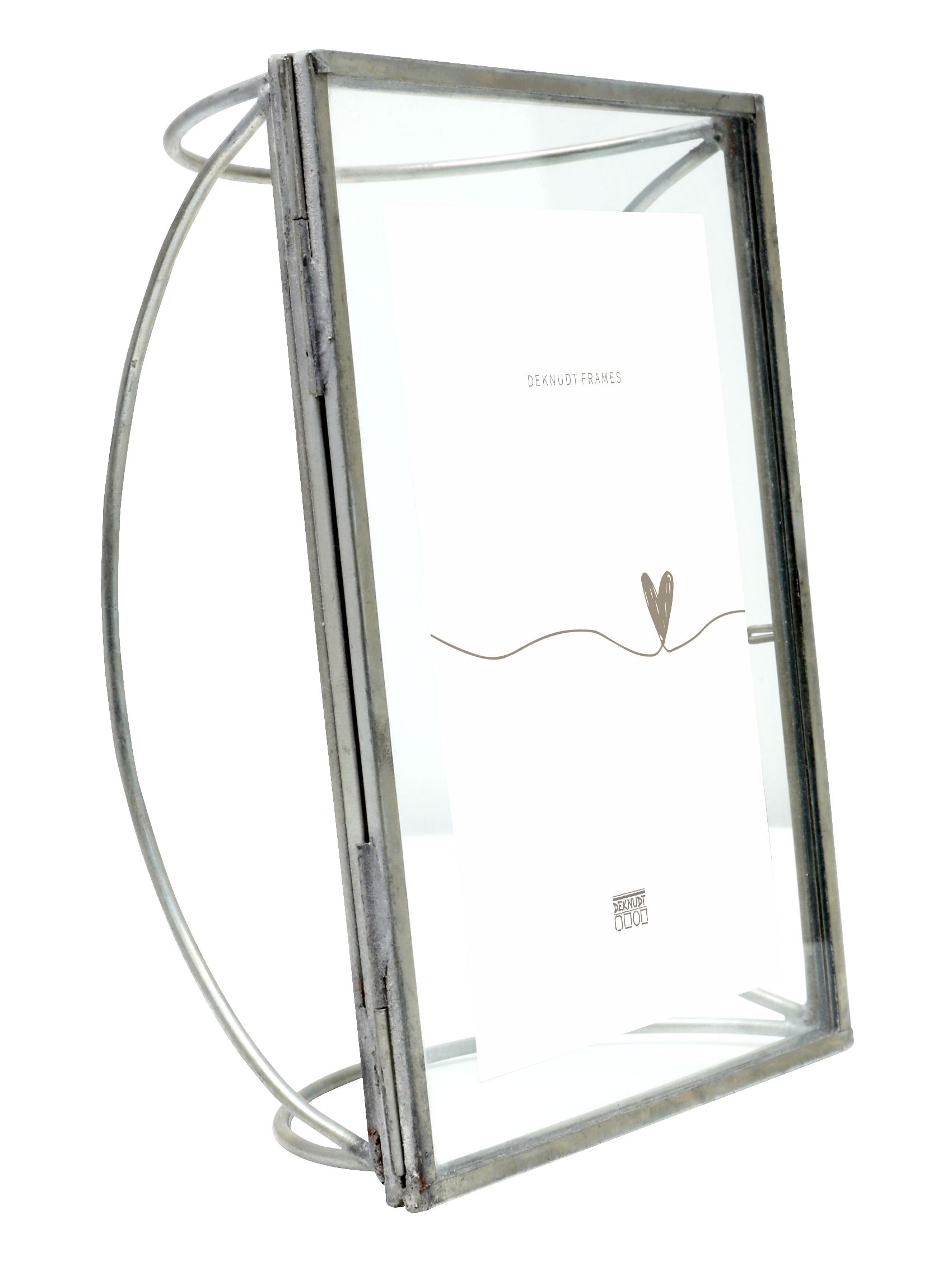 Fotokader in glas, zilver metaal, zonder rugwand, met gebogen staander S68PB1 