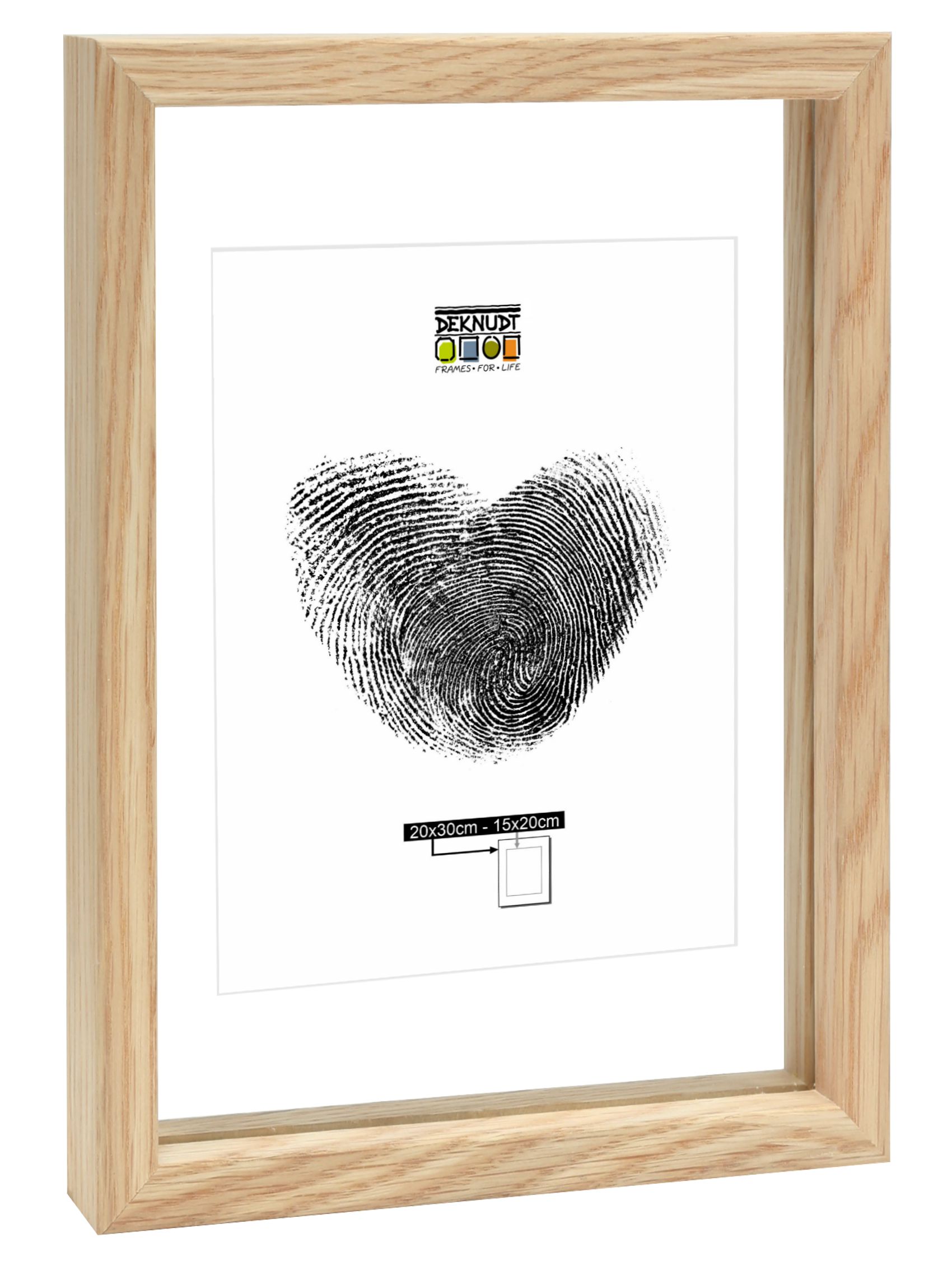 Glaskader met rand in naturelle houtkleur voor een zwevend effect S68SG3 