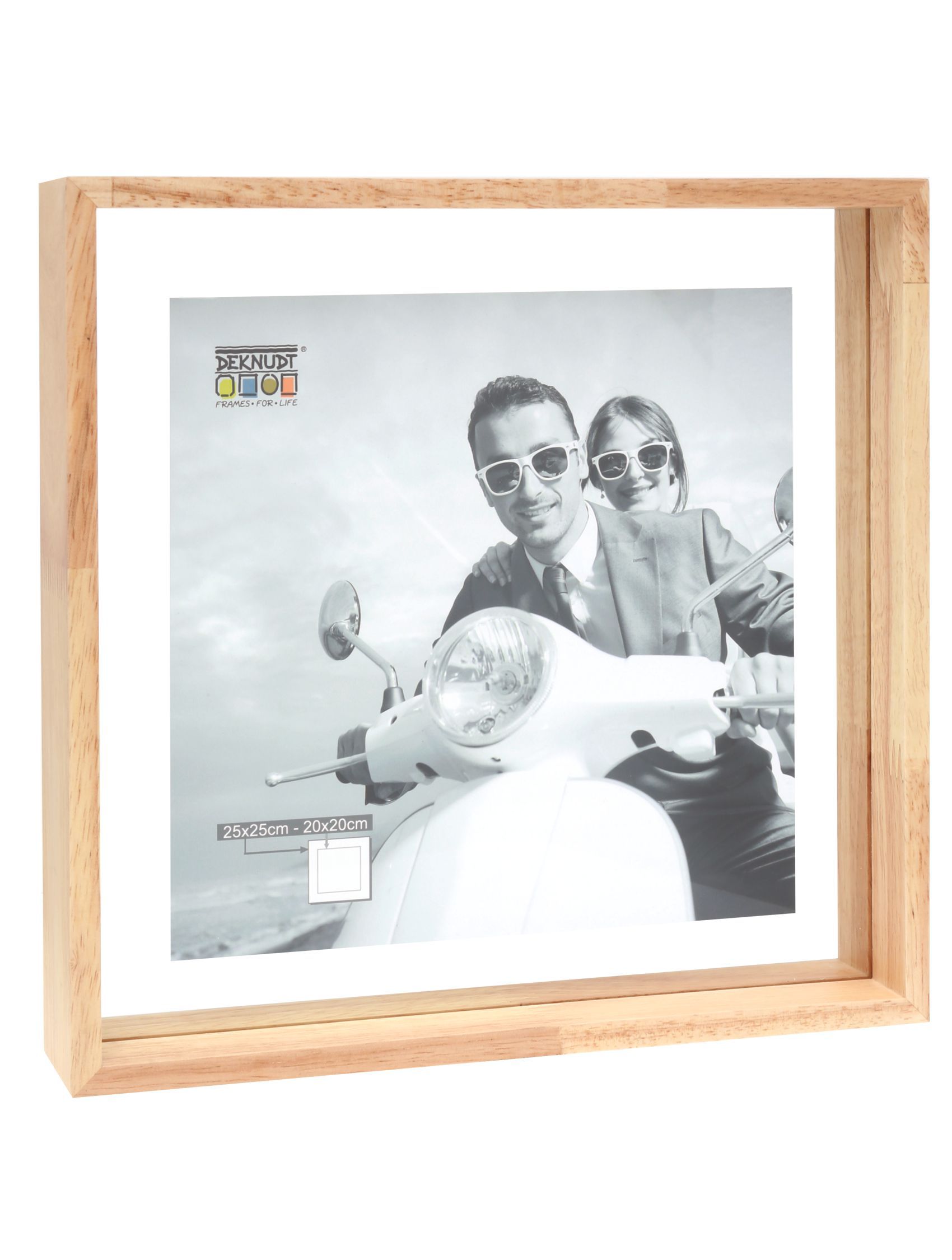 Glaskader in naturel hout met zwevend foto-effect S68SH1 