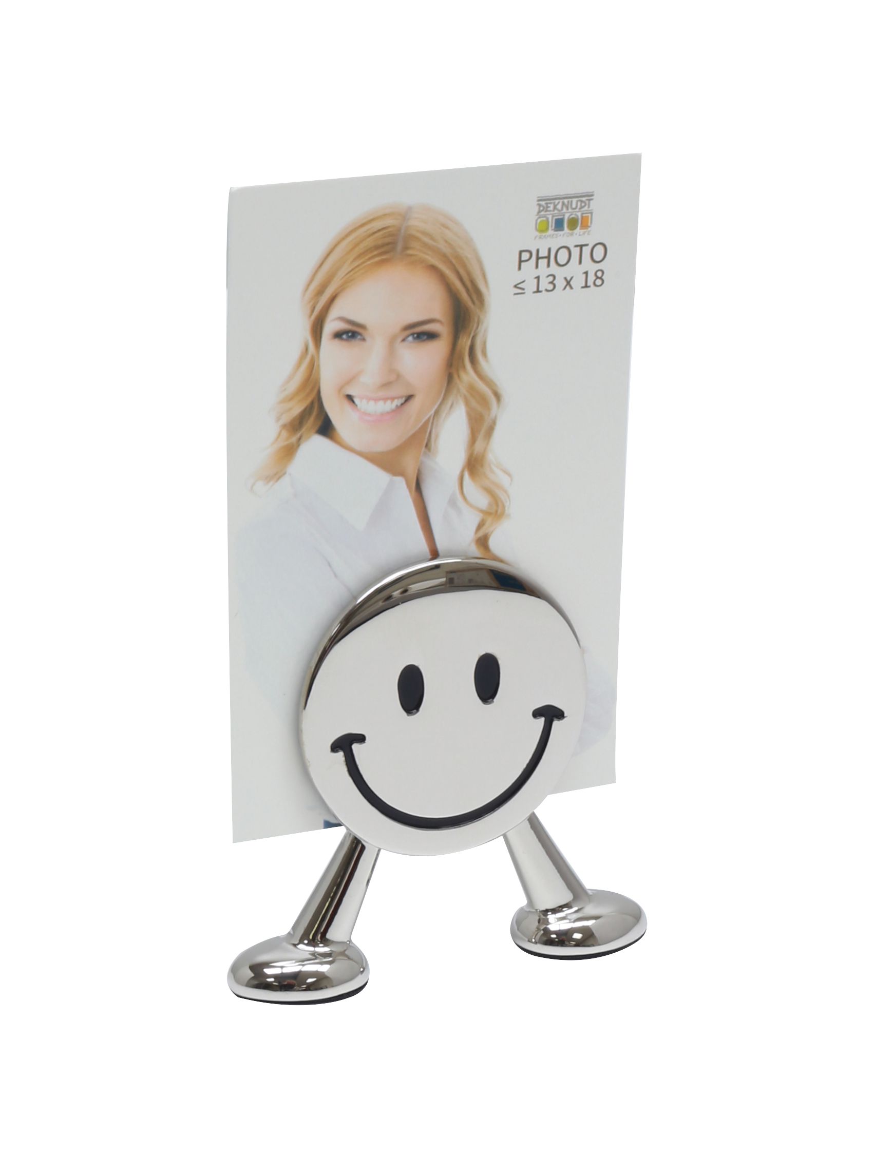 Zilverkleurige fotohouder met smiley S59NX1 