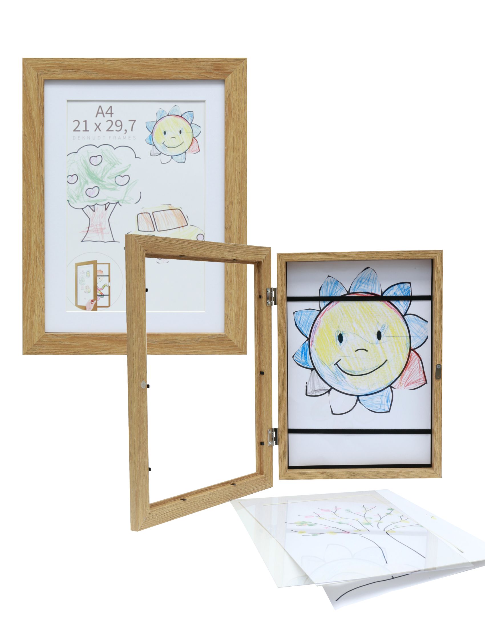 Wissellijst voor kindertekeningen - naturelle houtkleur - A4 formaat S65EH1 E