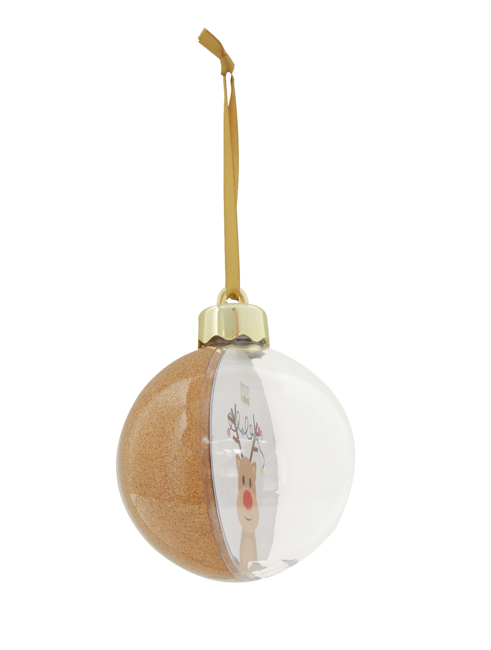 Kerstbal in glitter goudkleur om een foto in te plaatsen S66FJ5 