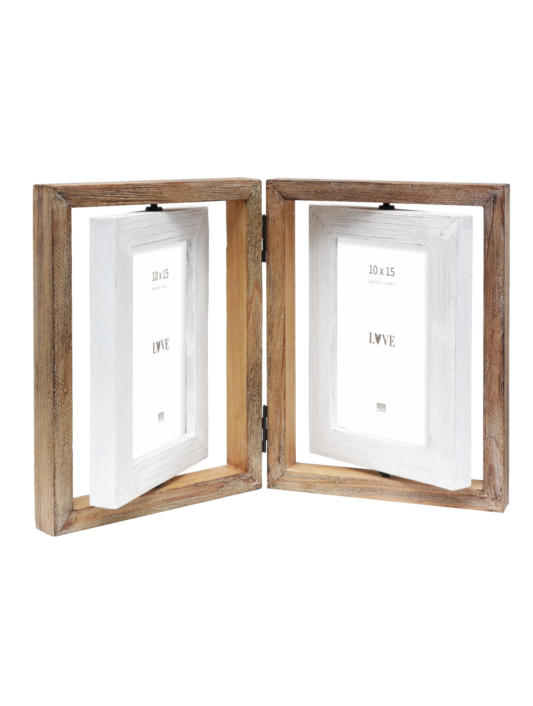 Tweeluik in driftwood voor 2 foto's met combinatie van witte en bruine kleur S67UE1 H2V